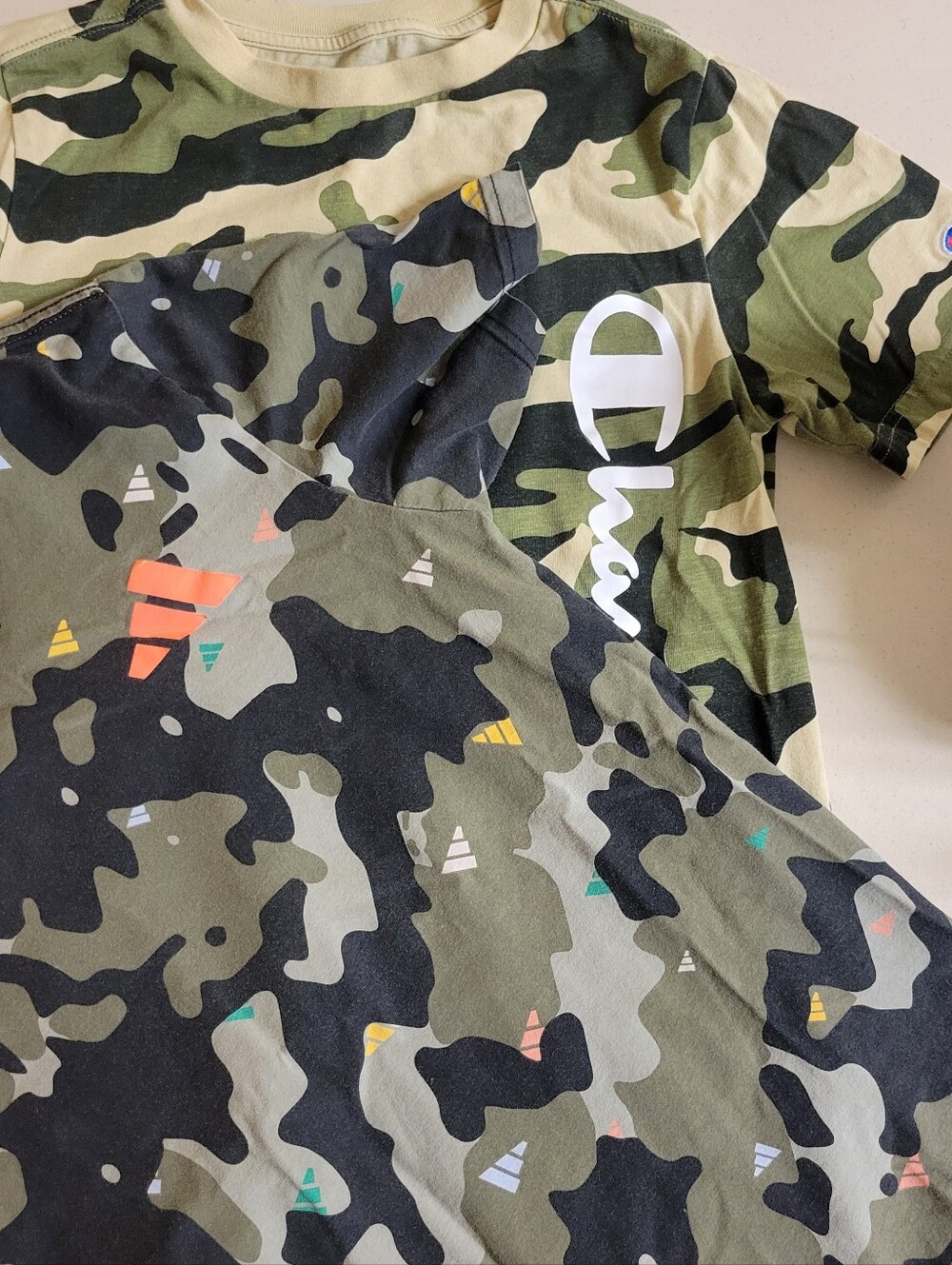 Champion Kids' Green Camo Short-Sleeve Tee with Multicolor Accents